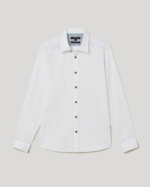 Polka Dot Print Long Sleeve Shirt, White, hi-res